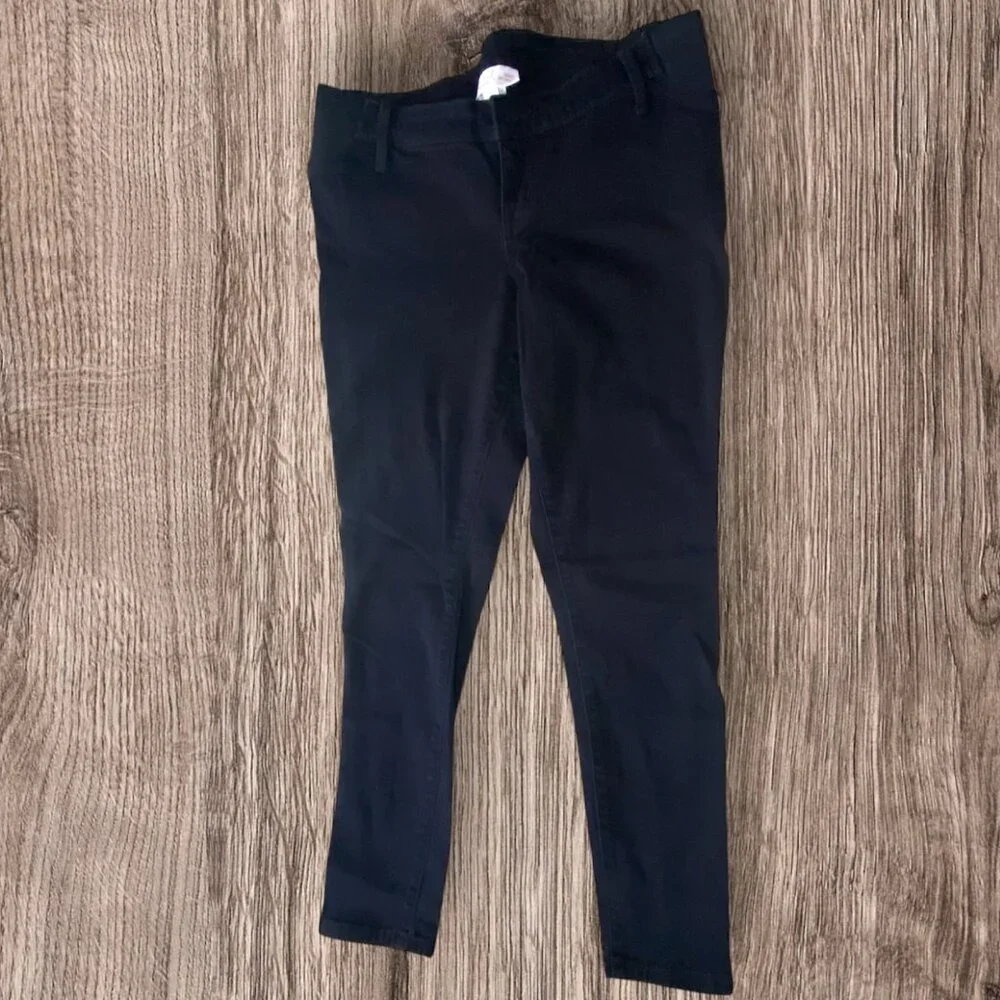 Isabel Skinny Maternity‎ Jeans 10 Black Cotton Blend Elastic Side Panels